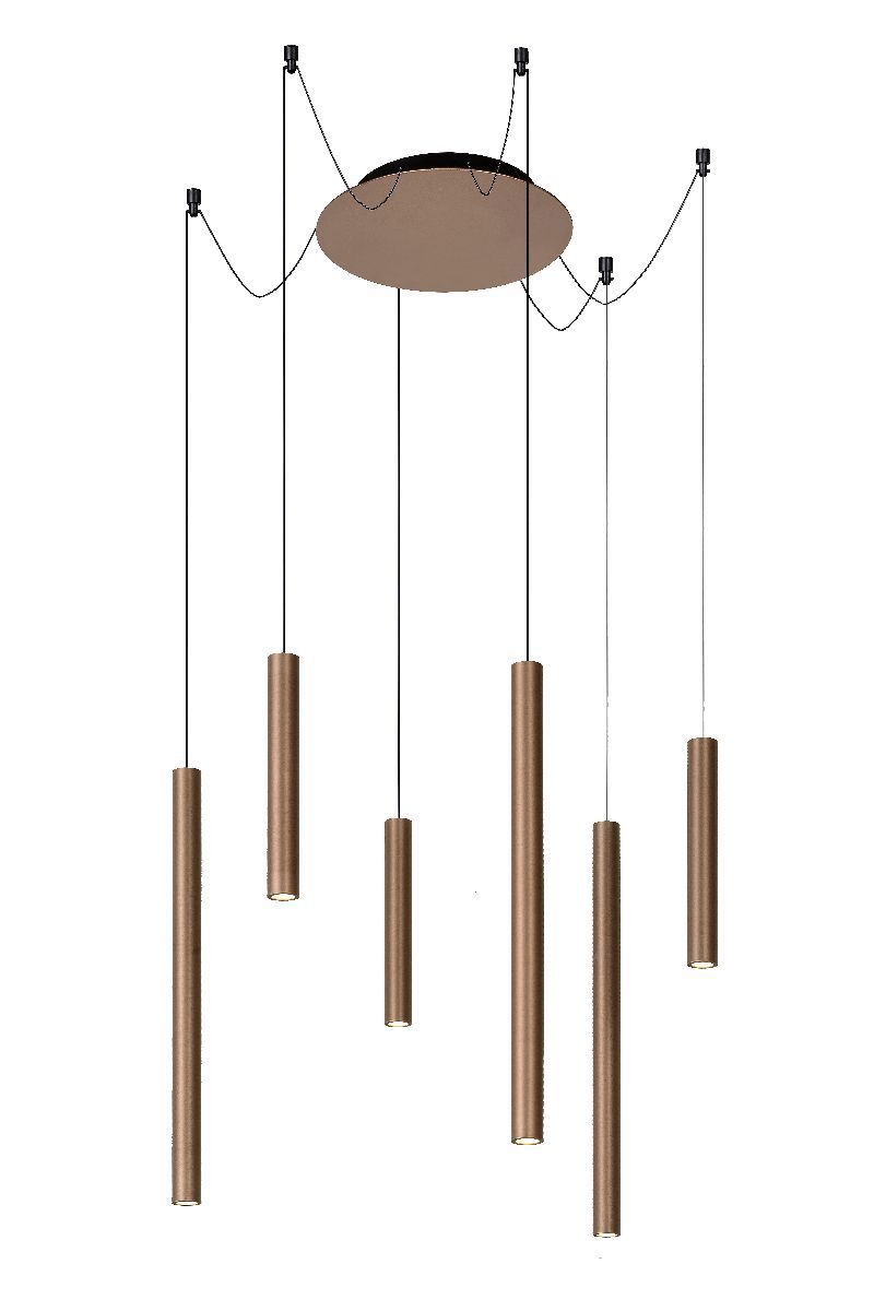 Изображение товара Люстра подвесная светодиодная Lucide 74403_06_97 2 м² теплый белый (желтый) свет цвет медь