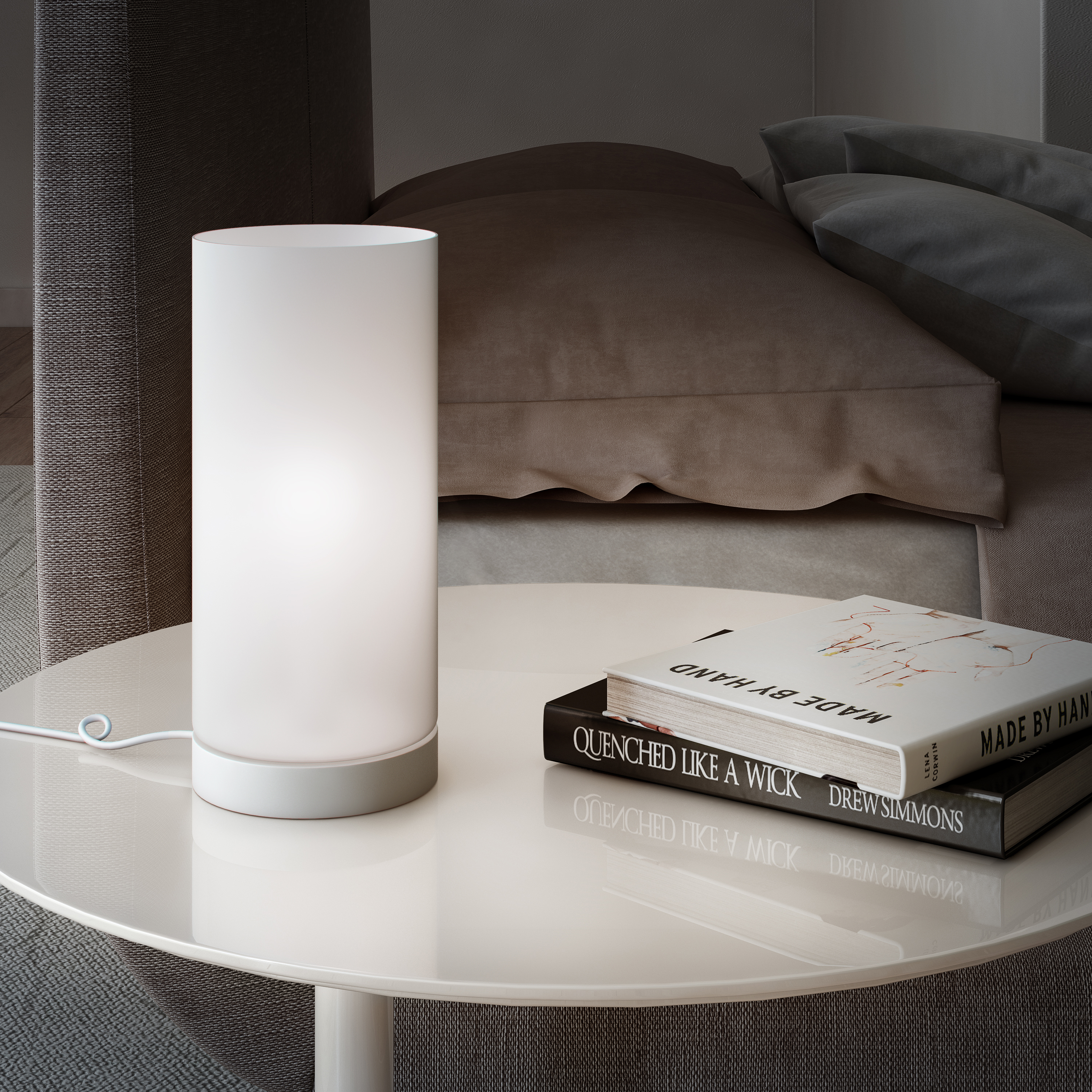 Изображение товара Настольная лампа Inspire белая современная с хрусталем 22 см