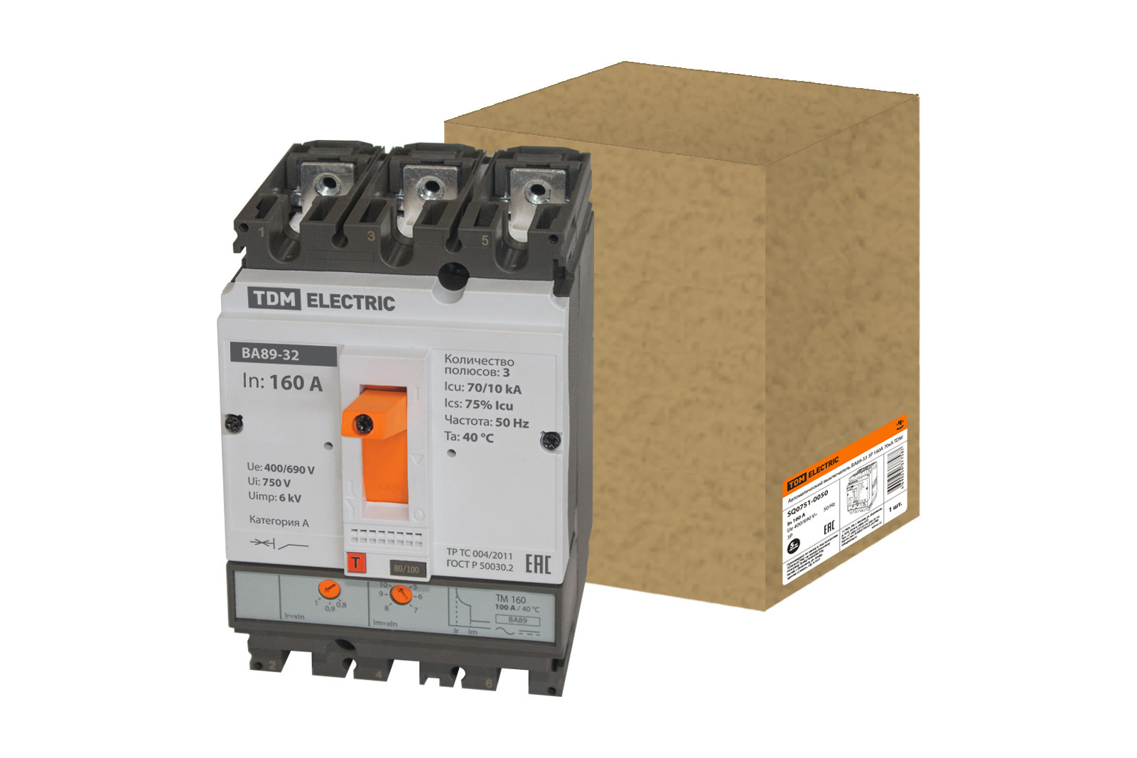 Изображение товара Автоматический выключатель TDM ELECTRIC ВА89-33 3P 160А 50кА Изображение товара Автоматический выключатель TDM ELECTRIC ВА89-33 3P 160А 50кА