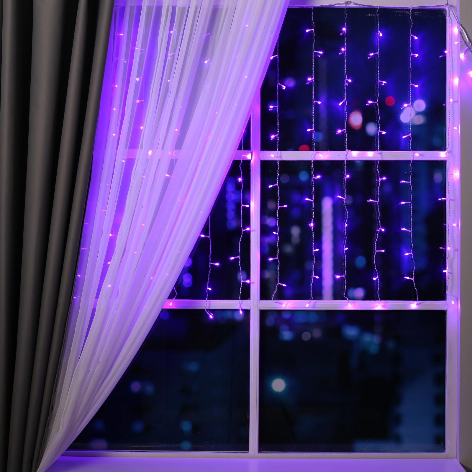 Изображение товара Электрогирлянда комнатная Luazon lighting занавес 1.5x1.5 м 180 ламп фиолетовый 8 режимов работы