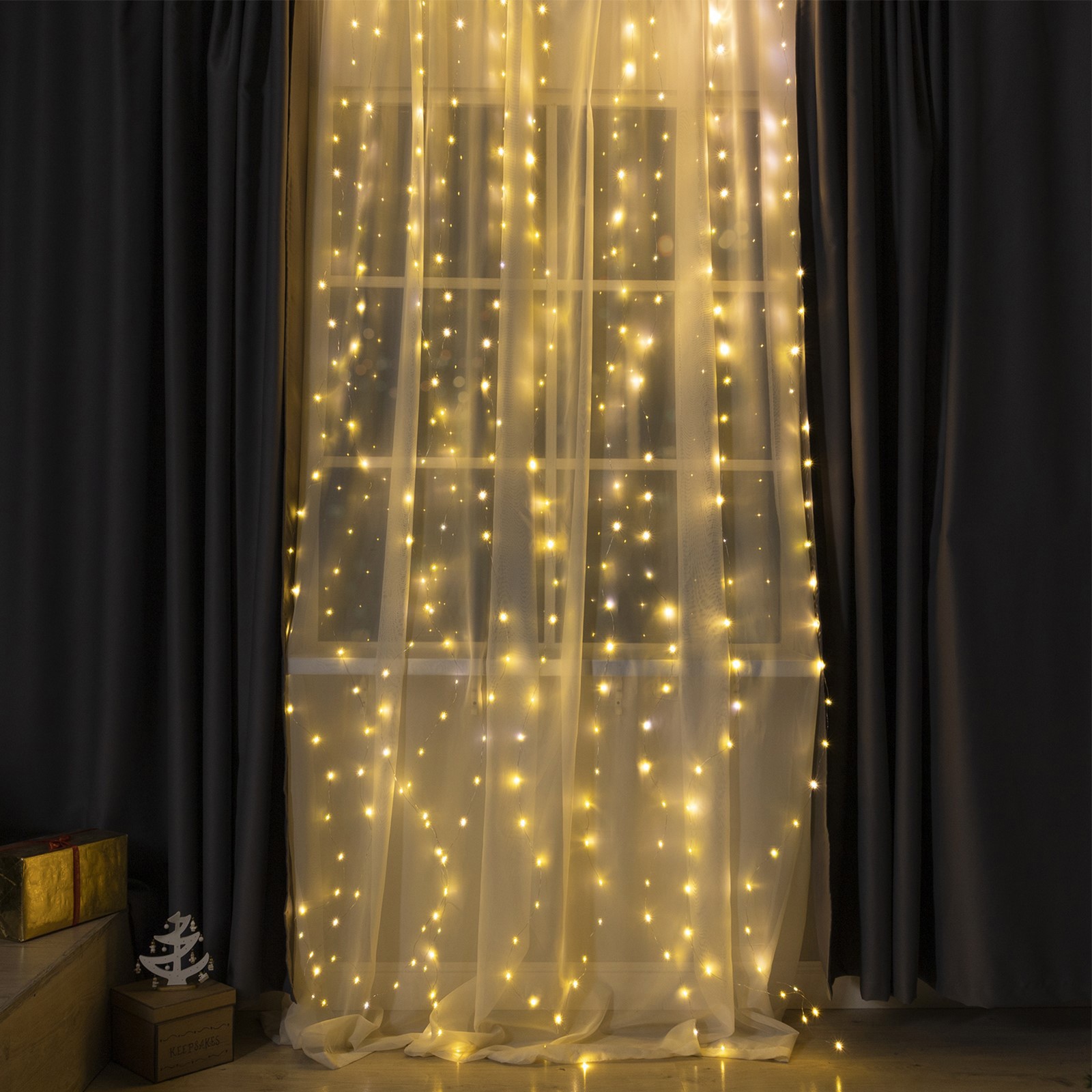 Изображение товара Электрогирлянда комнатная Luazon lighting занавес 2.8x3 м 300 LED теплый белый
