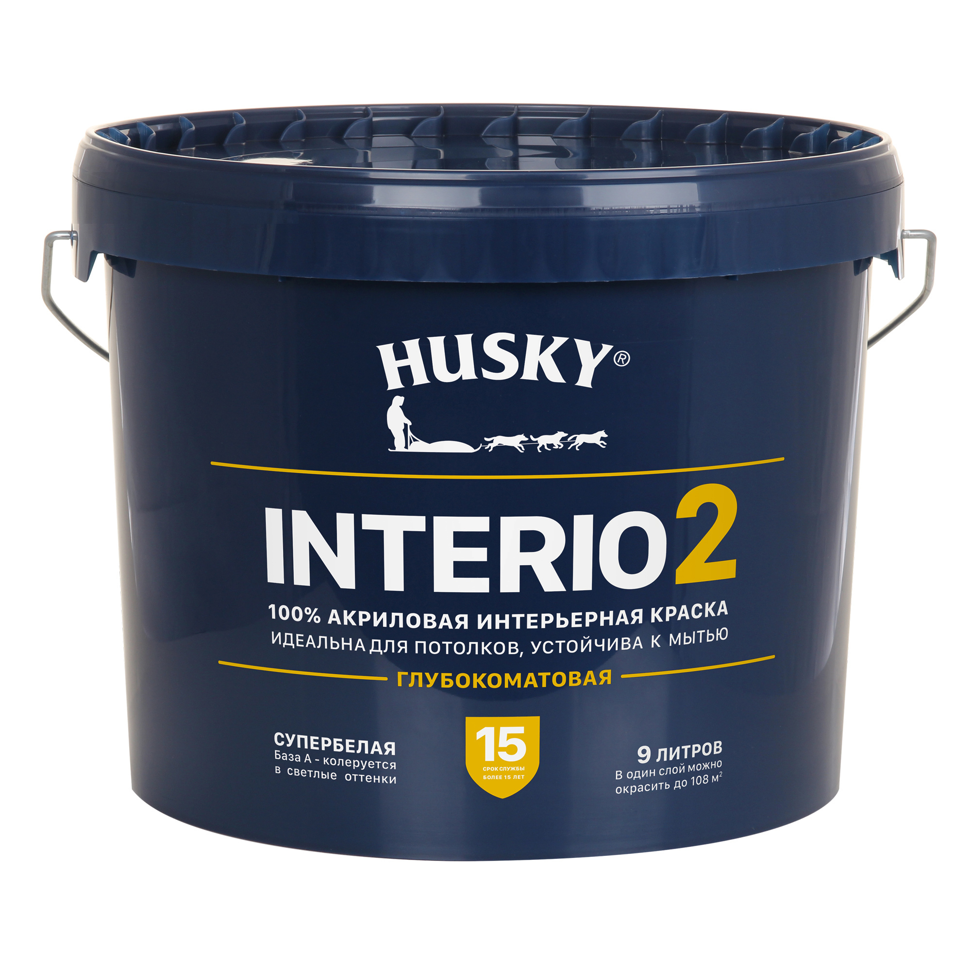 Изображение товара Краска интерьерная Husky Interio глубокоматовая супербелая 9л Изображение товара Краска интерьерная Husky Interio глубокоматовая супербелая 9л