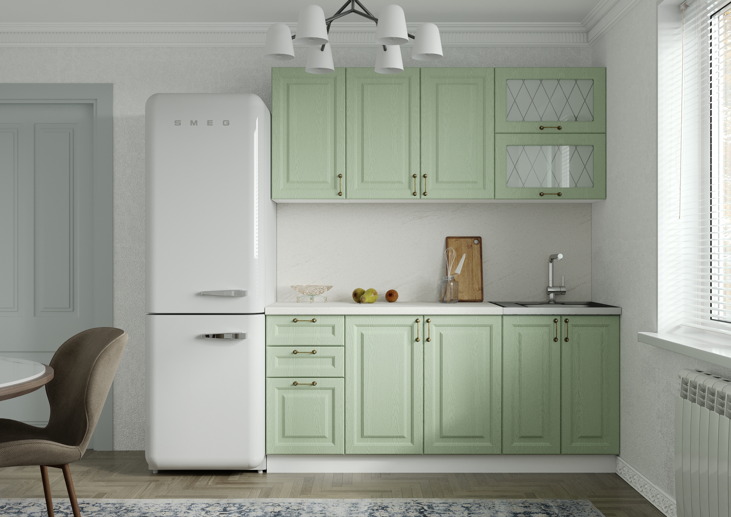 Изображение товара Кухонный гарнитур Ницца 045, 180x214x47.8 см, МДФ, оливковый, Россия