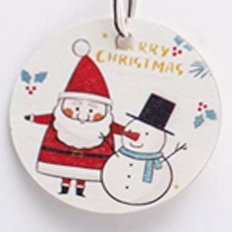 Изображение товара Декоративное новогоднее украшение Медальон Снеговик из дерева 9.5x1x12.5 см