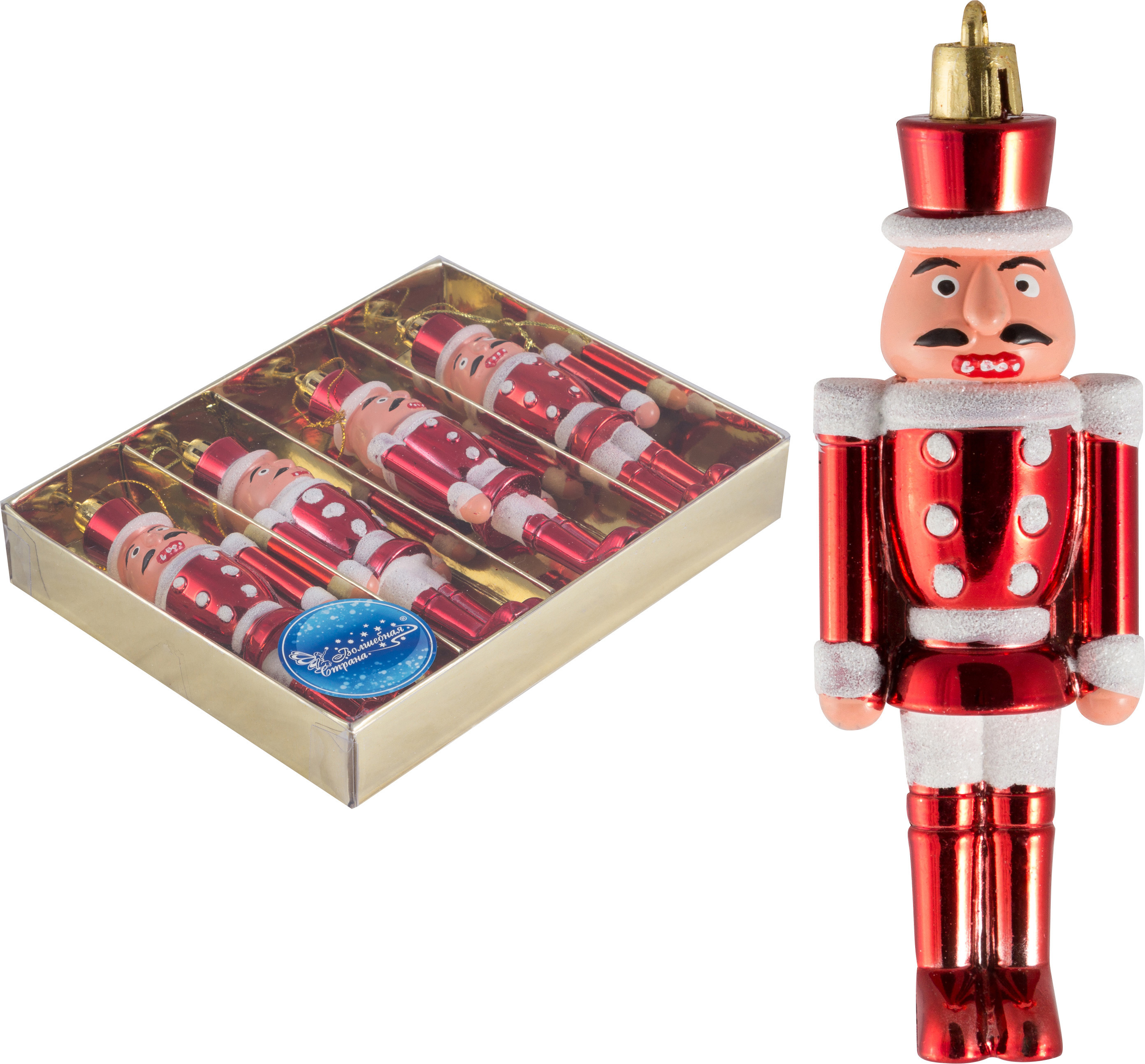 Изображение товара Набор елочных игрушек Солдатики Волшебная страна 4 шт 13 см красный