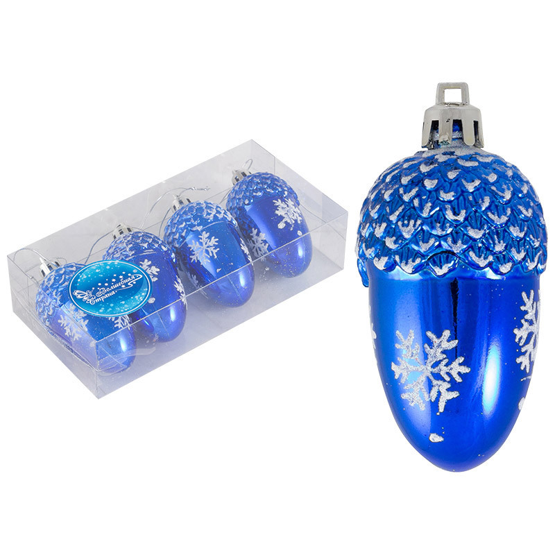 Изображение товара Набор елочных украшений Волшебная страна Желудь 4шт синий