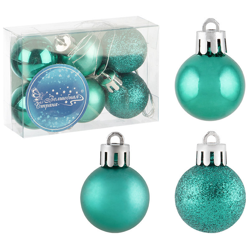 Изображение товара Набор елочных шаров Волшебная страна 106294 Syqa- 0123120-01 5.9 см пластик зеленый 6 шт