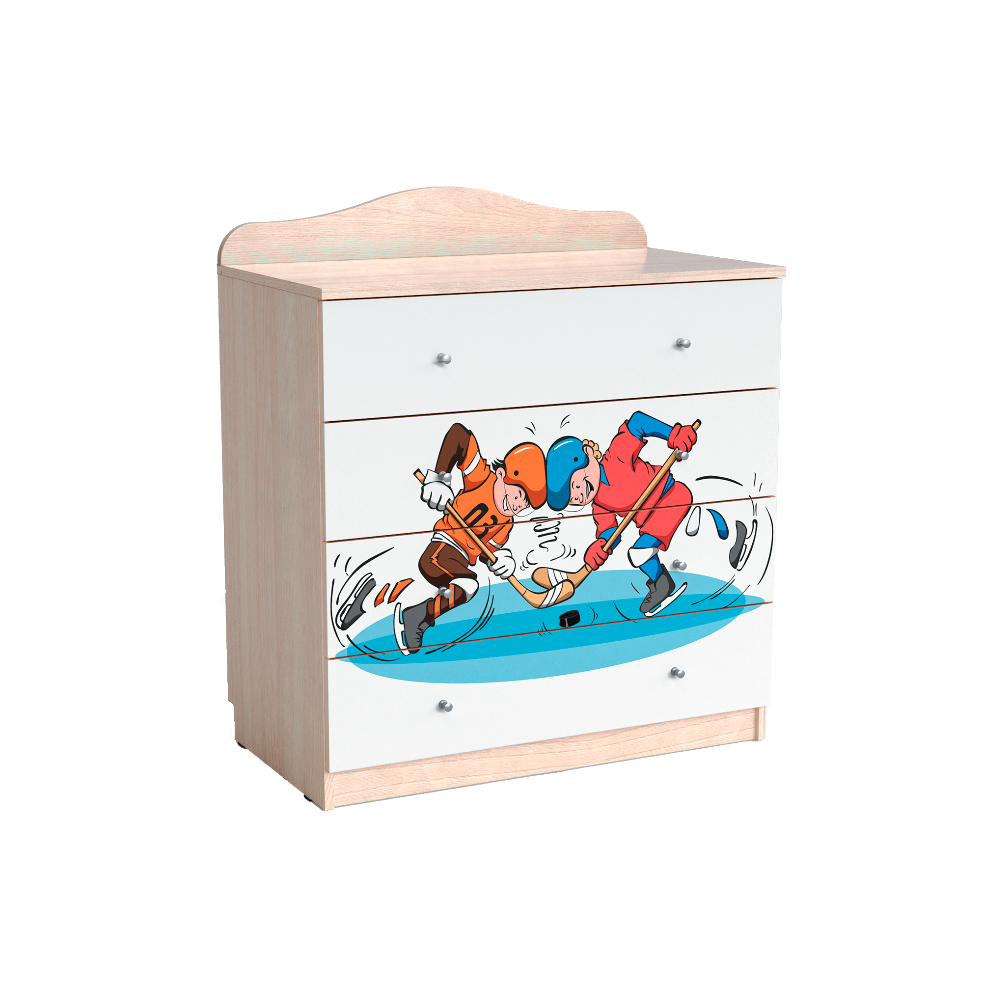 Изображение товара Комод МК Мама Хоккей 4 ящика 80x45x93.2 см ЛДСП бежево-белый