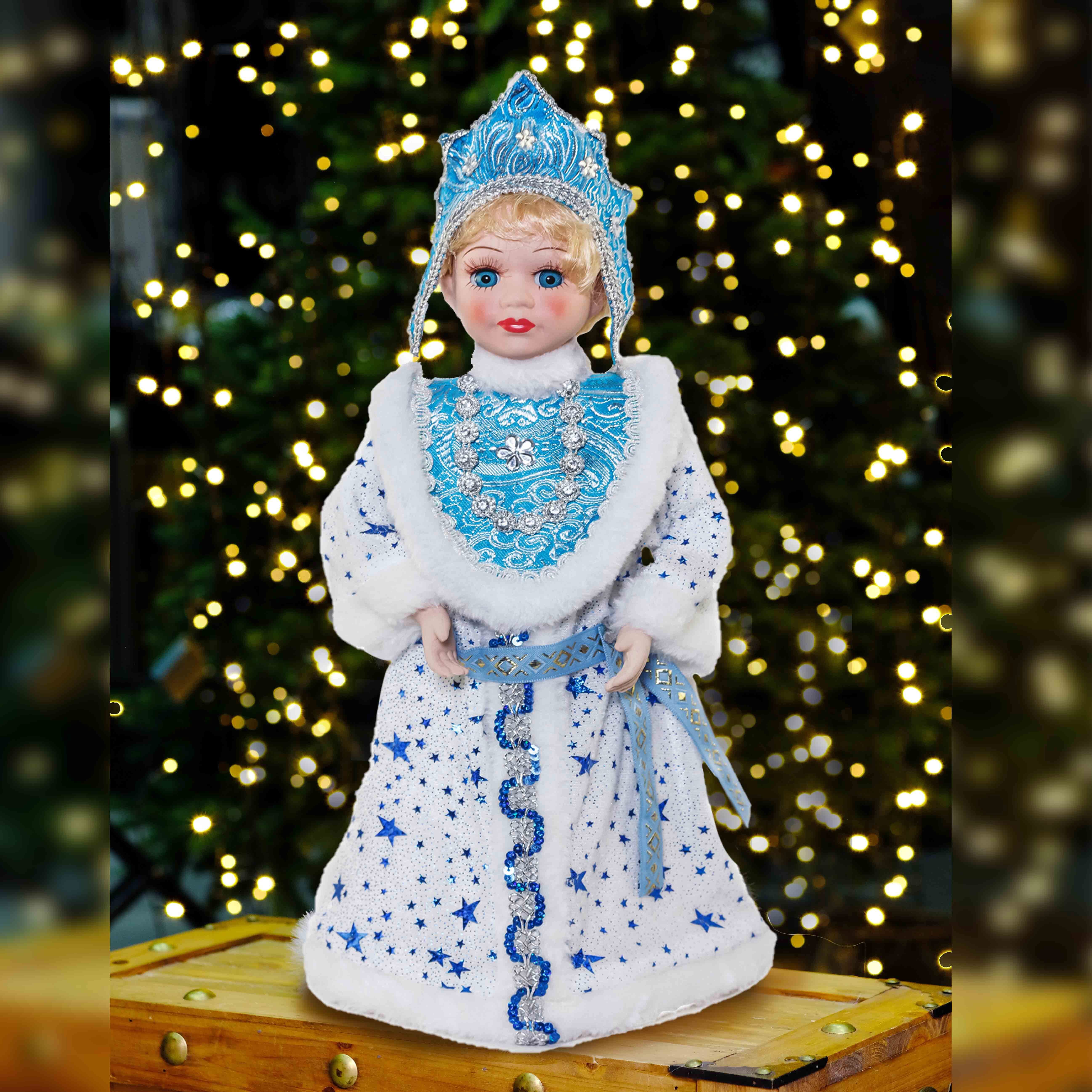 Изображение товара Новогодняя фигурка Снегурочка CHINA DANS, 38 см, текстиль, праздничный декор