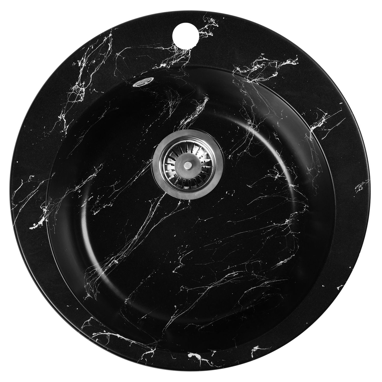 Изображение товара Круглая мойка для кухни из искусственного камня Wisent WA04-11 495x495 мм черный мрамор