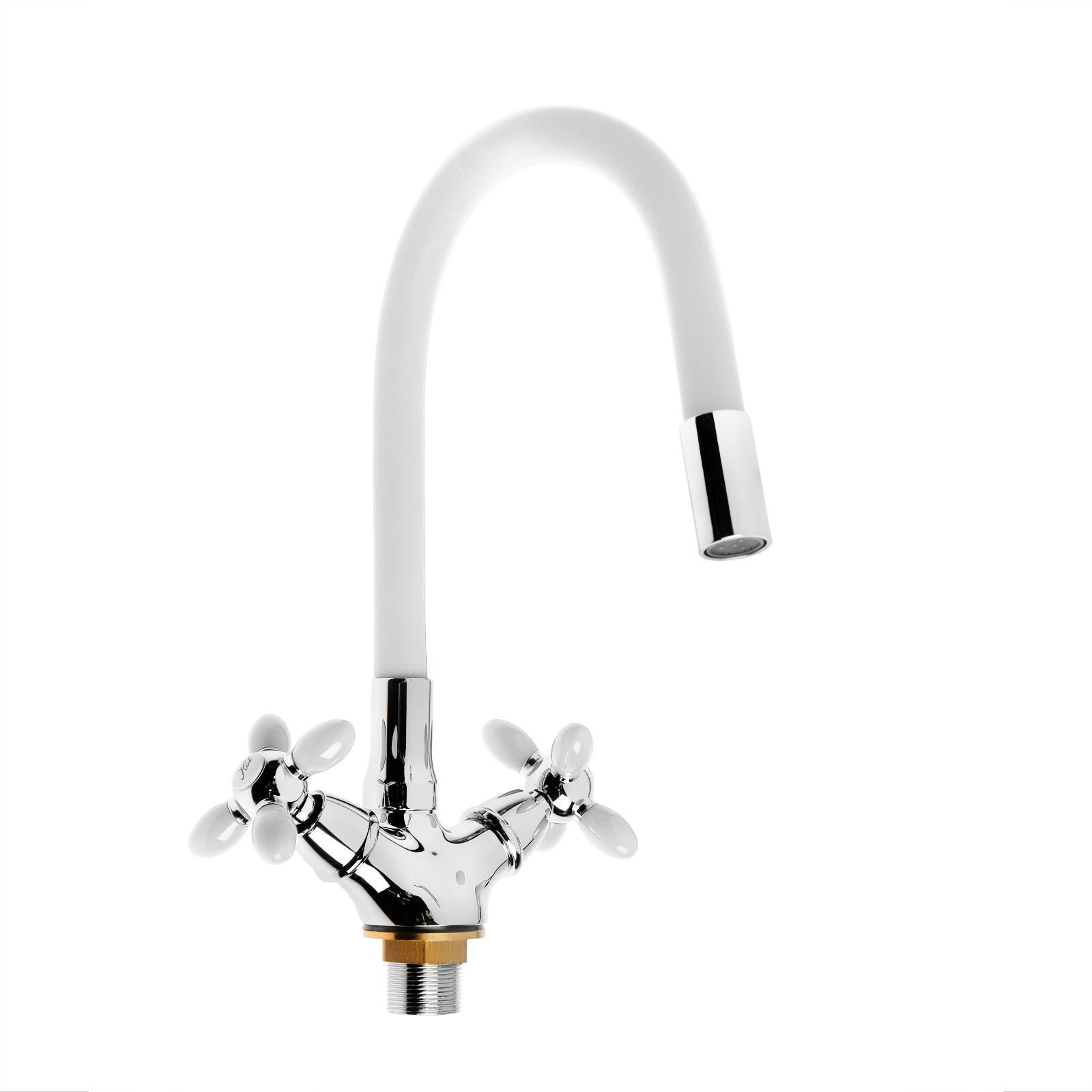 Изображение товара Смеситель кухонный Accoona с датчиком и поворотным изливом белый