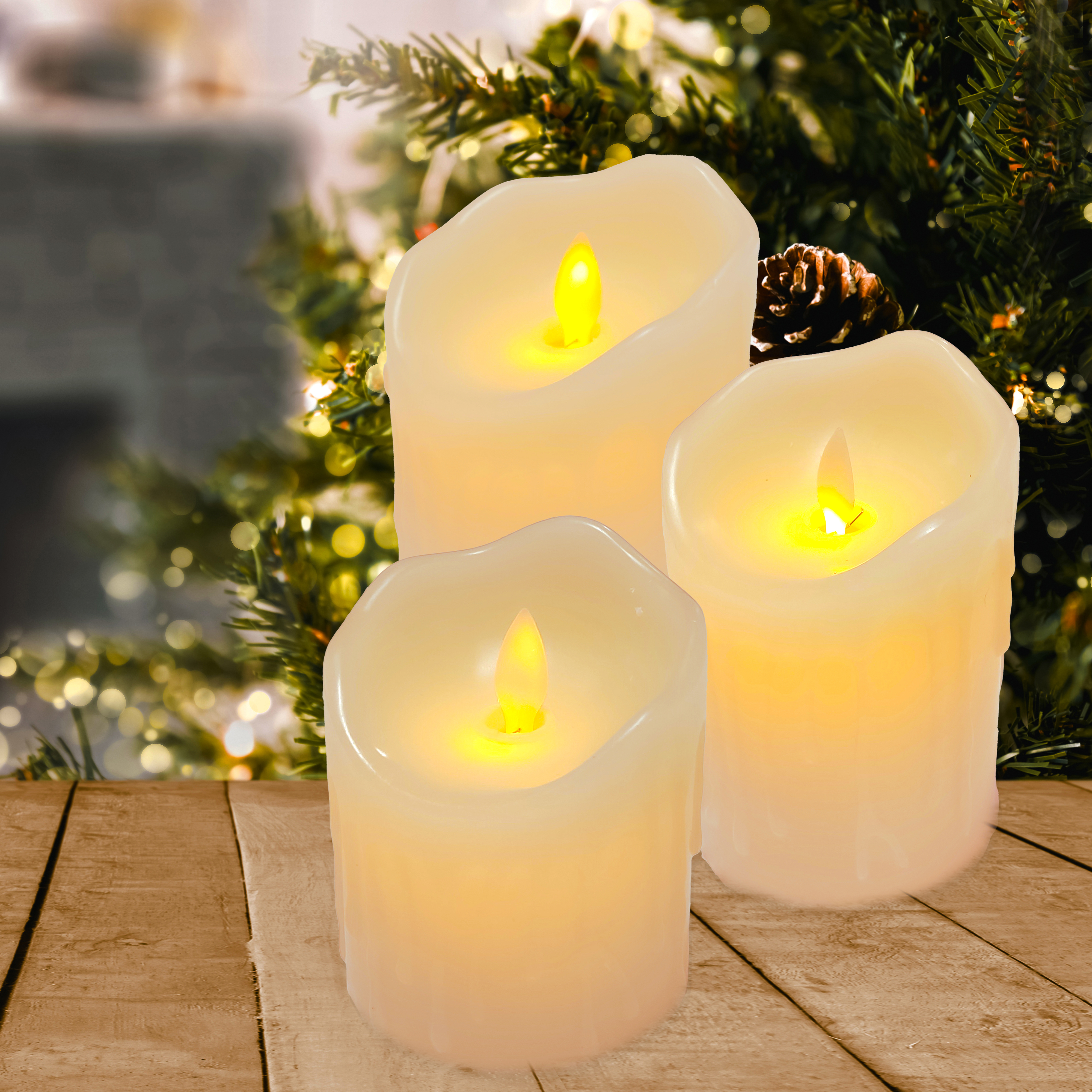 Изображение товара Набор светодиодных свечей с теплым белым светом 15 см 3 шт