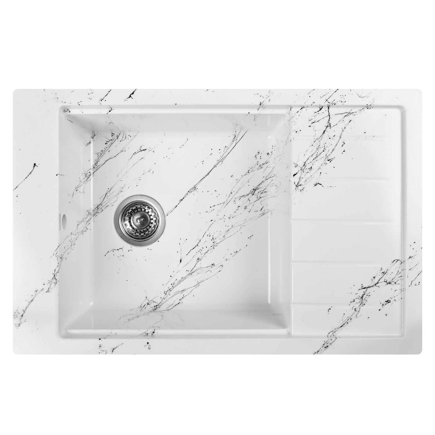 Изображение товара Мойка кухонная из искусственного камня Wisent WB28-12 Мрамор Бело-черный 780x510 мм