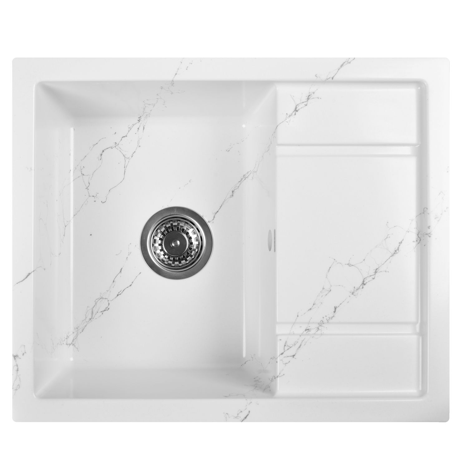 Изображение товара Мойка для кухни из искусственного камня Wisent WB19-10 Мрамор Бело-серый 595x495 мм