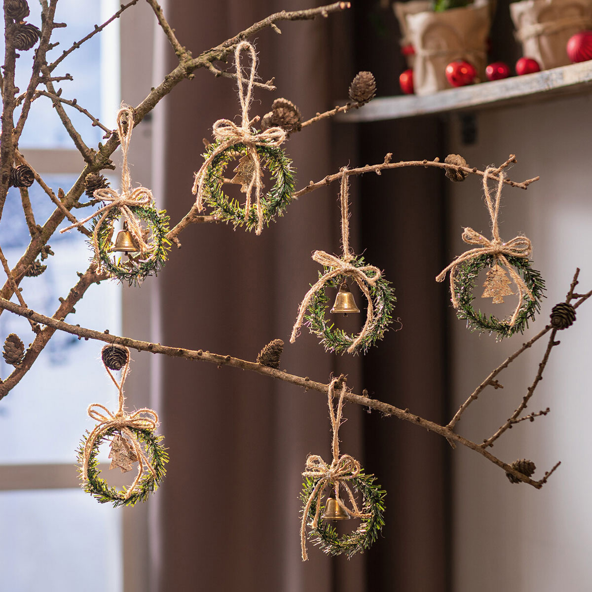 Изображение товара Набор елочных игрушек Веночки Frank 6 шт 9 см зеленый украшения для новогоднего интерьера