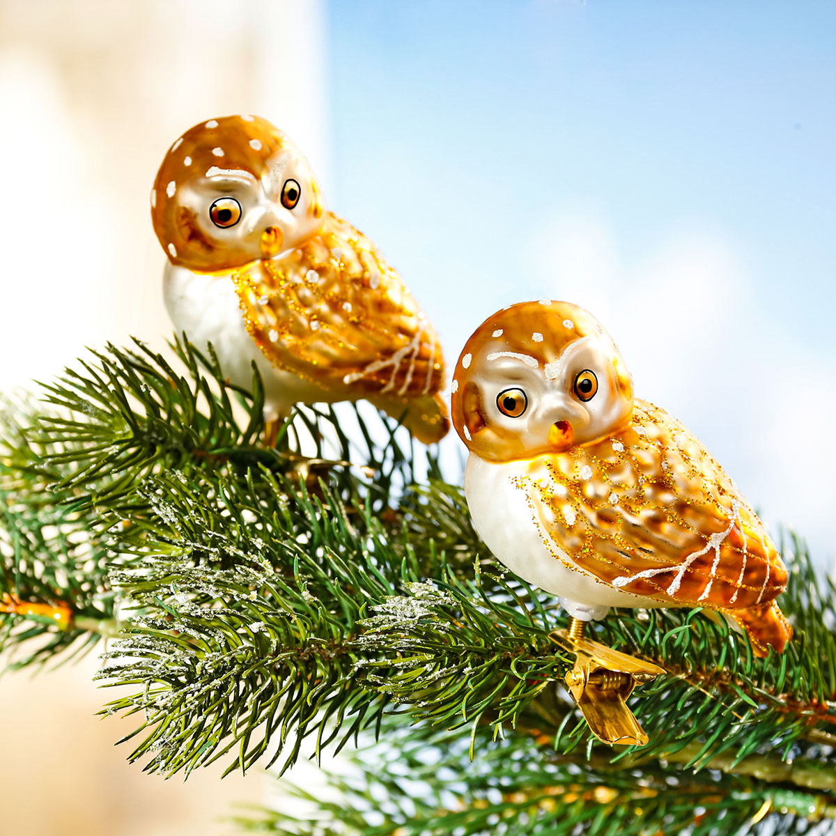Изображение товара Набор елочных игрушек Совушки Tri international 09104 7 см х 6 см жёлтый/золотой 2 шт
