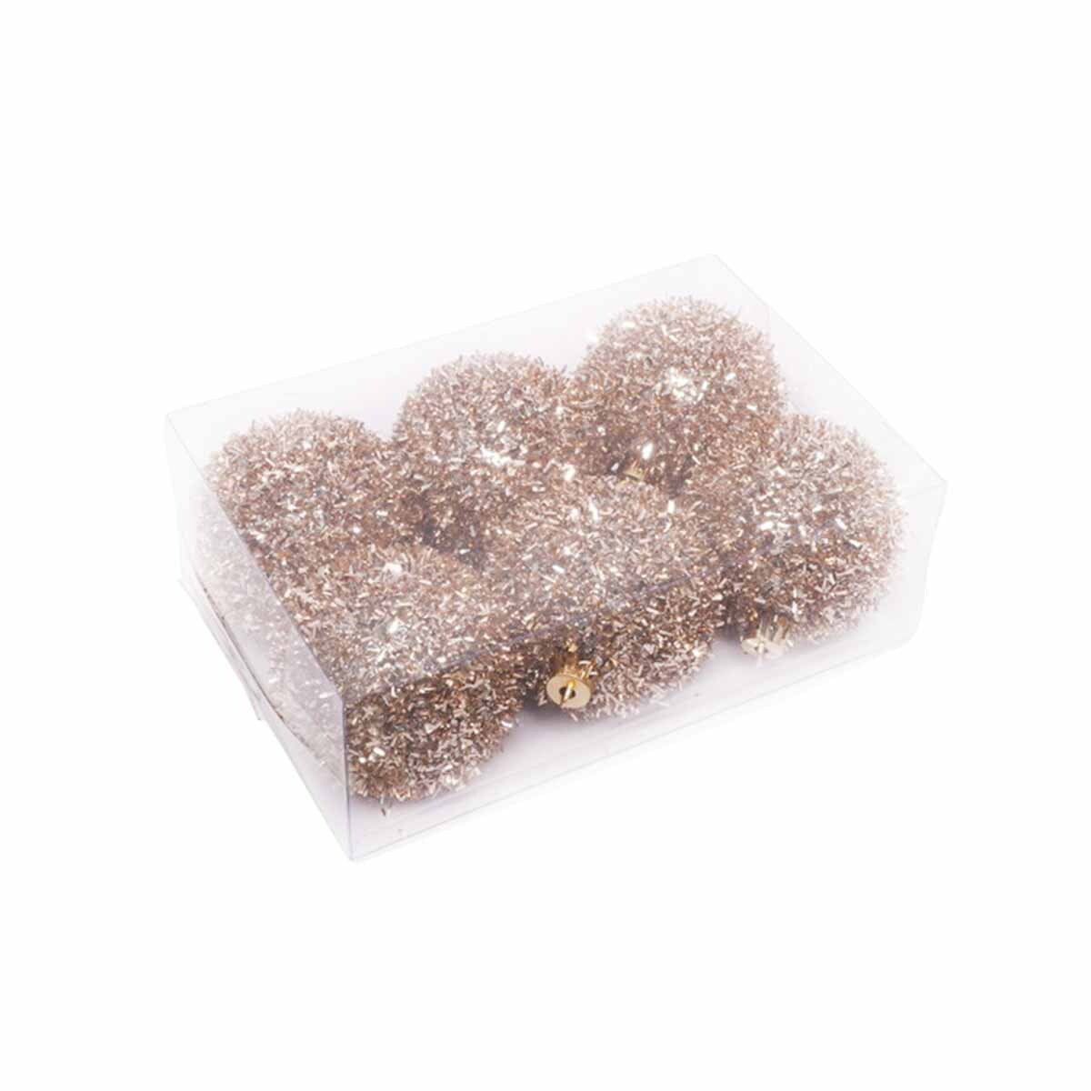 Изображение товара Набор елочных шаров Вертикаль 262509 6 шт пластиковые золотые диаметр 12 см