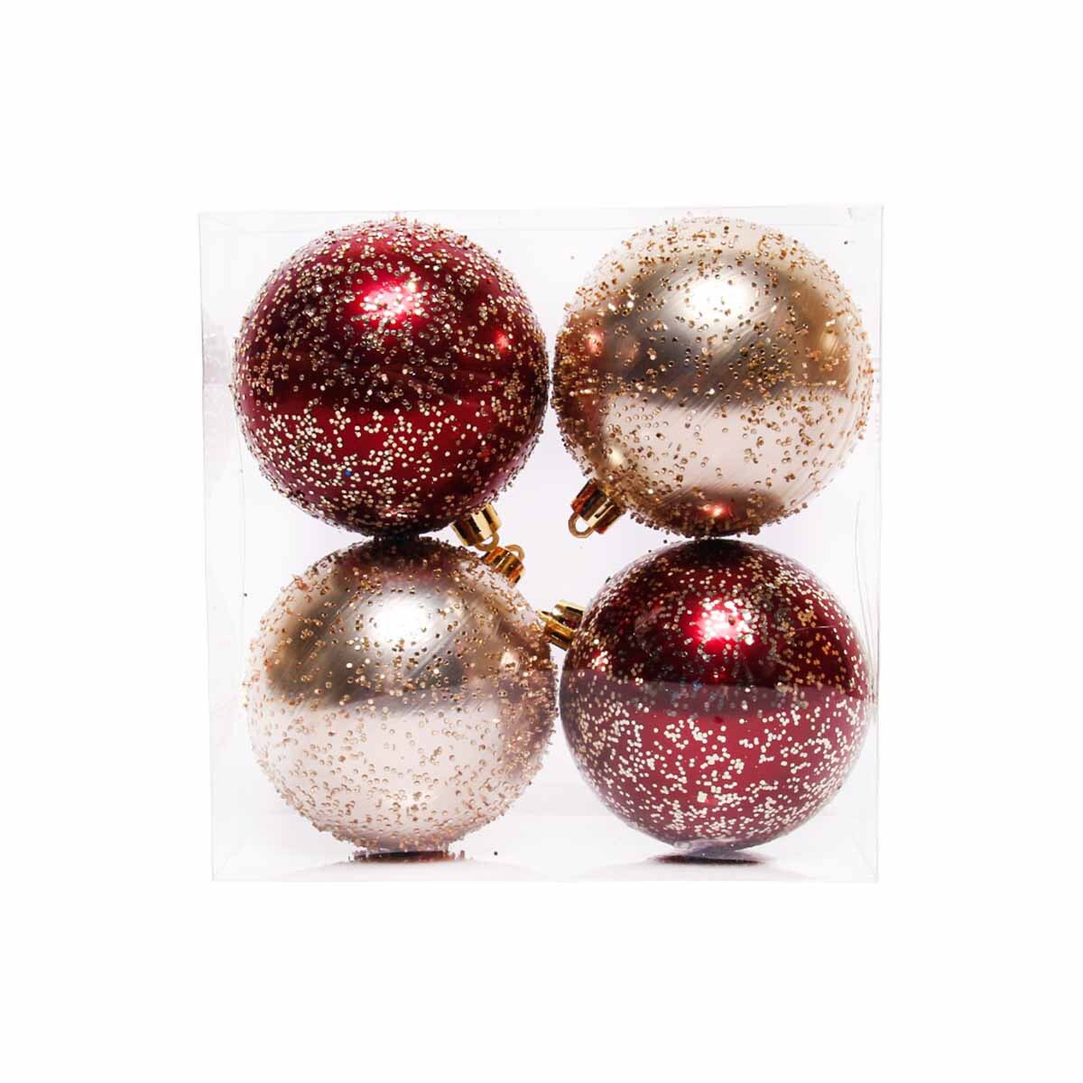 Изображение товара Набор елочных шаров Вертикаль 262470 Syqb2-0123044 16 см пластик красный 4 шт