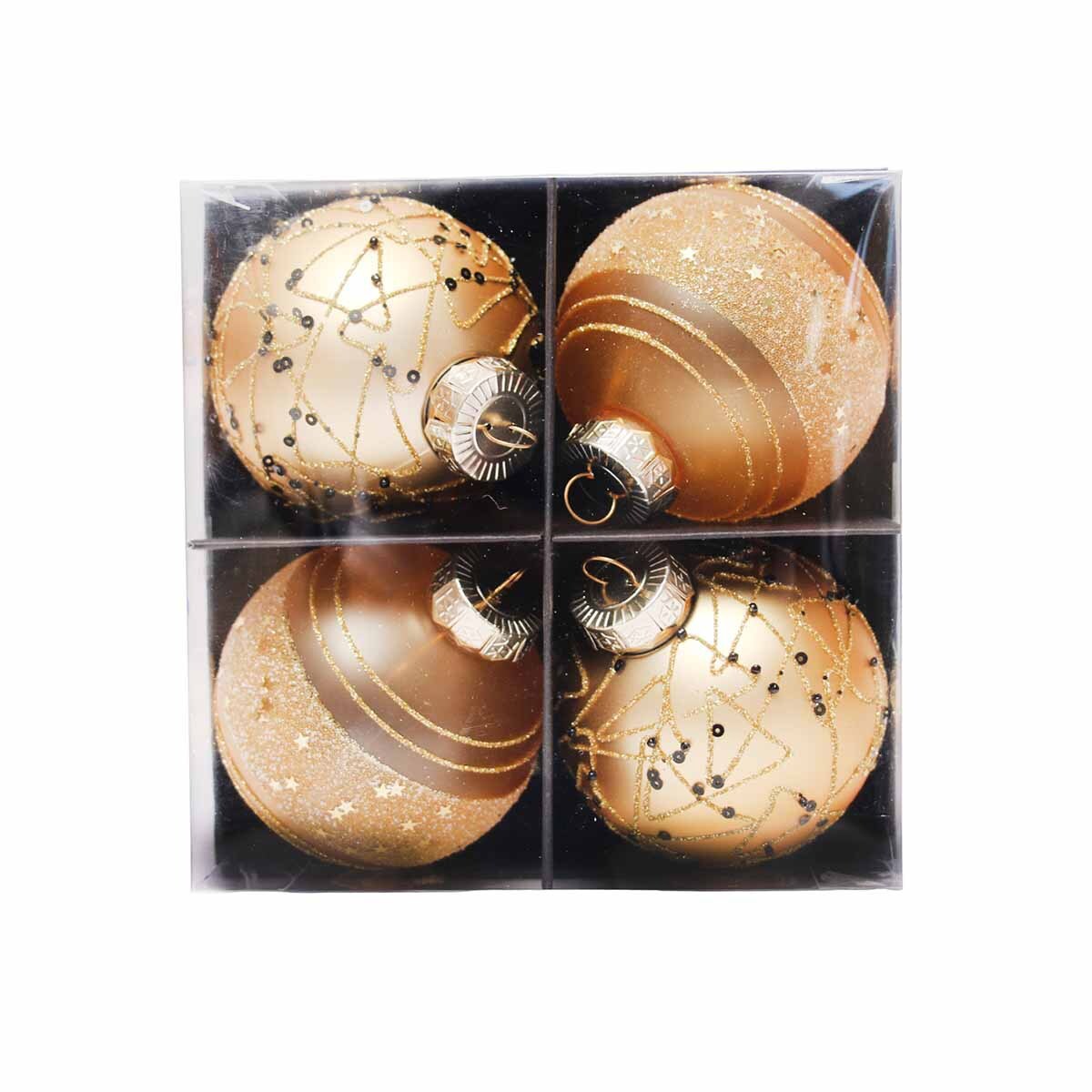 Изображение товара Набор елочных шаров Вертикаль 262530 Syqf-0122305 пластик жёлтый/золотой 4 шт