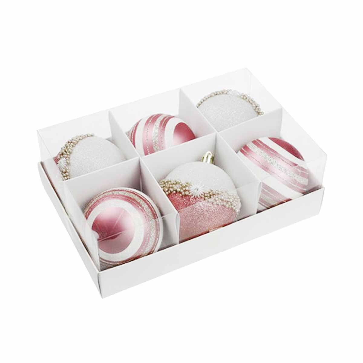 Изображение товара Набор елочных шаров Вертикаль 262484 Syqb3-0123032 17 см пластик красный 6 шт