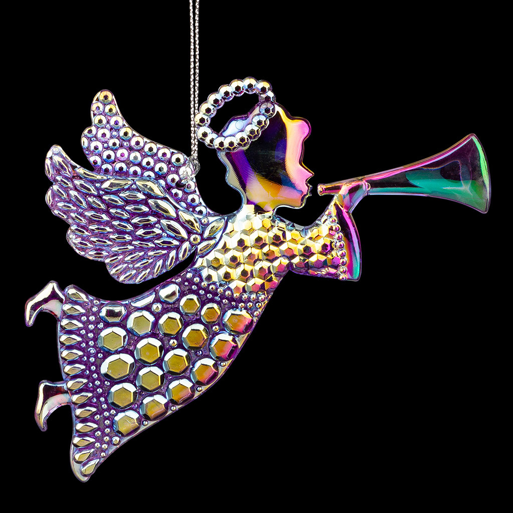 Изображение товара Елочная игрушка Ангел с трубой перламутр 38 см фиолетовая от Erichkrause decor