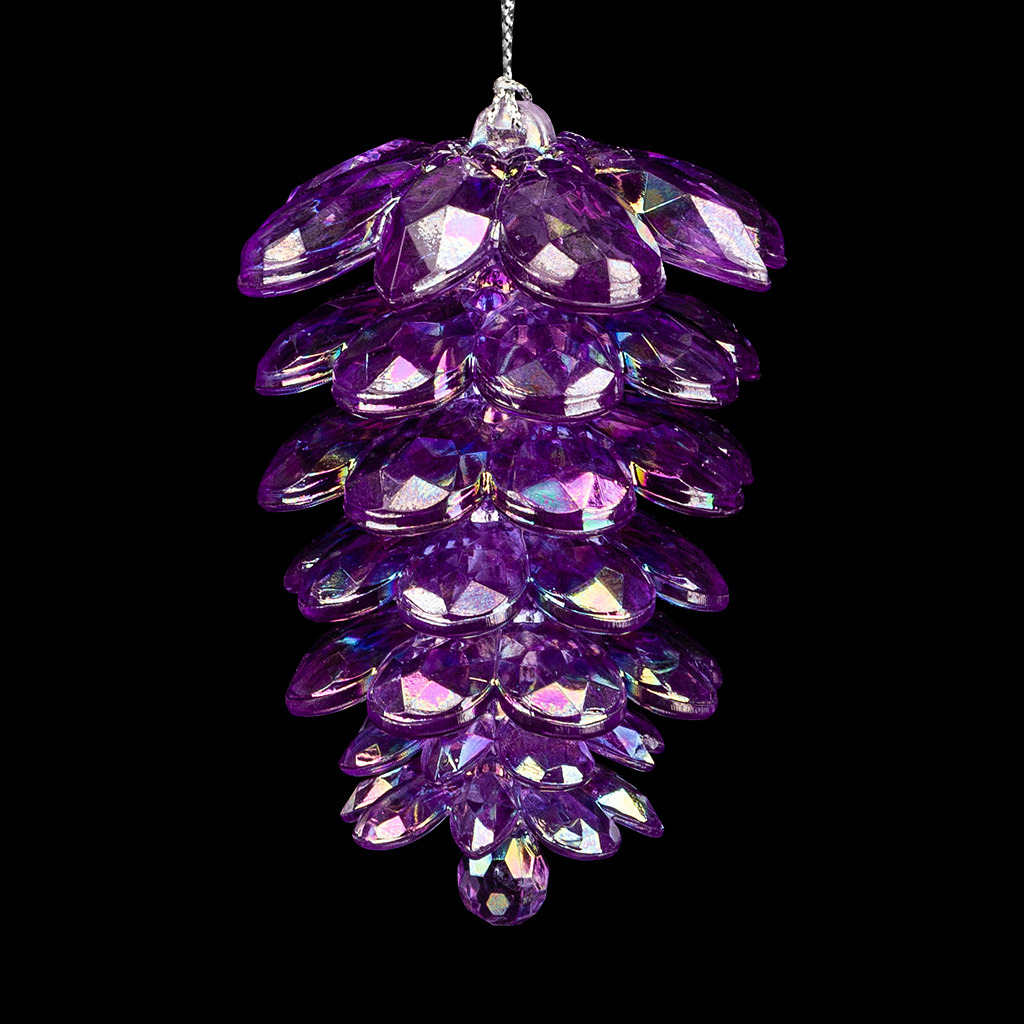 Изображение товара Елочная игрушка Шишка ирис 46 см фиолетовая с золотом и крутящимися звеньями