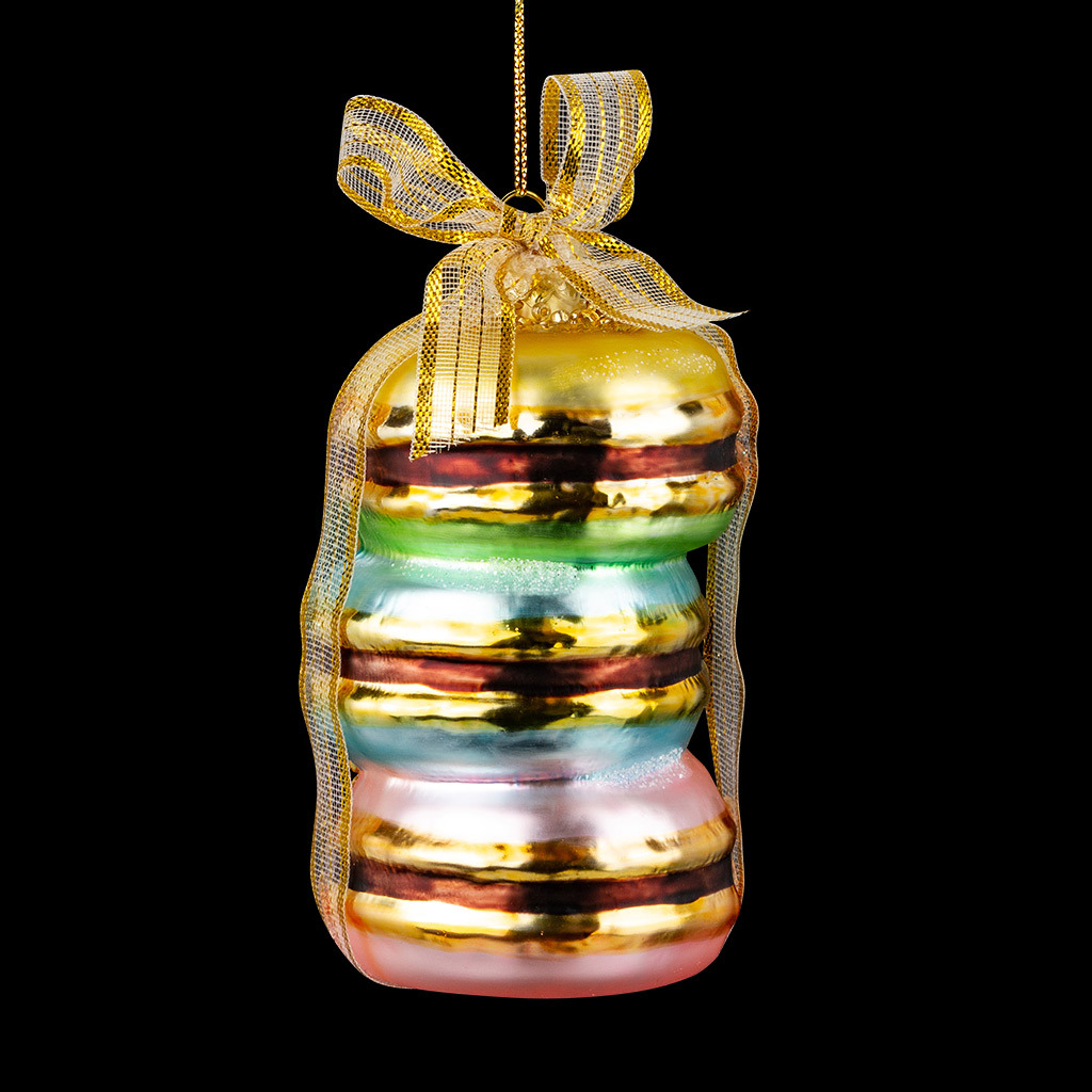 Изображение товара Набор елочных игрушек французских пирожных Макарон размер 29x50 см стекло разноцветный