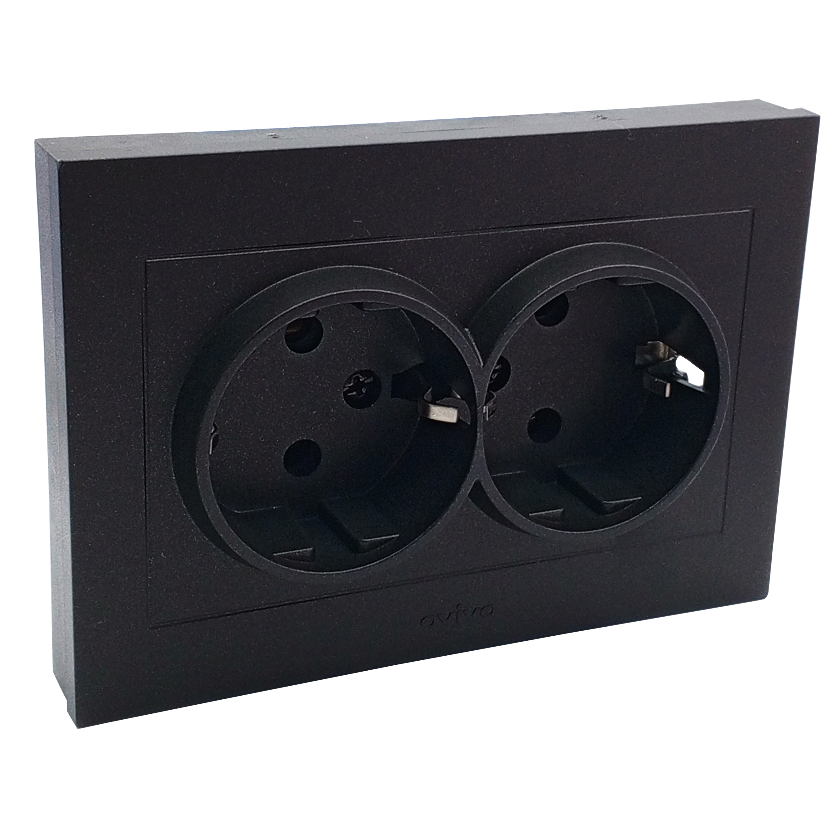 Изображение товара Розетка двойная встроенная Ovivo Grano с заземлением черный Металлик Изображение товара Розетка двойная встроенная Ovivo Grano с заземлением черный Металлик