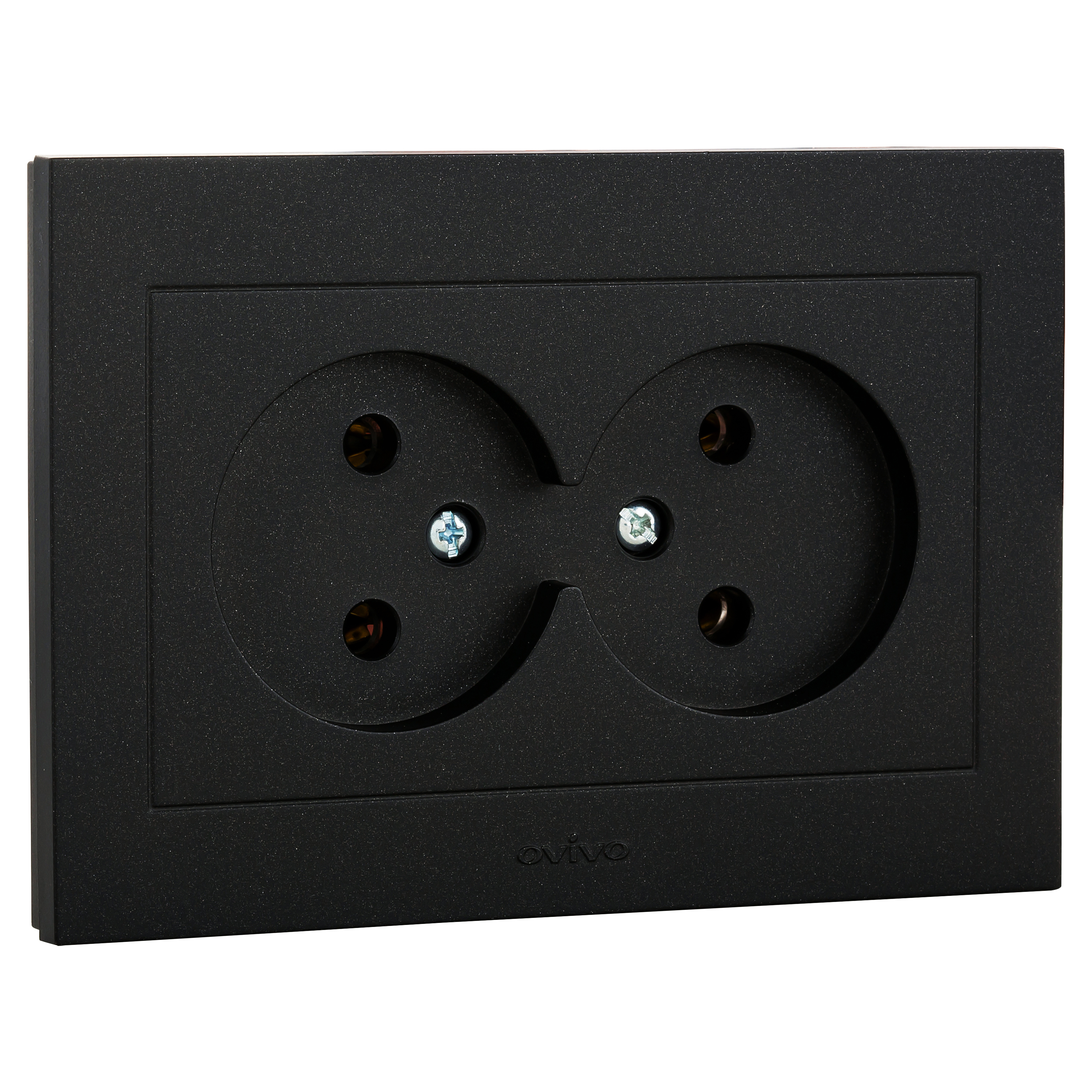 Изображение товара Розетка двойная встраиваемая Ovivo Grano 400-170300-908 цвет черный