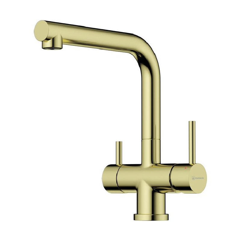 Изображение товара Смеситель для кухни однорычажный Omoikiri Takamatsu излив 25.5 см цвет золотой/стальной