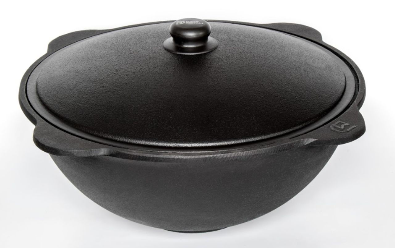 Изображение товара Чугунный казан DavrMetall 3.5 л с плоским дном и алюминиевой крышкой