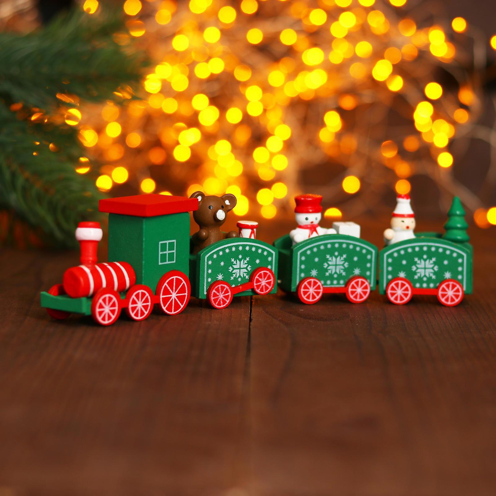 Изображение товара Деревянный новогодний поезд Лесная Мастерская 19 см зеленый праздник украшение
