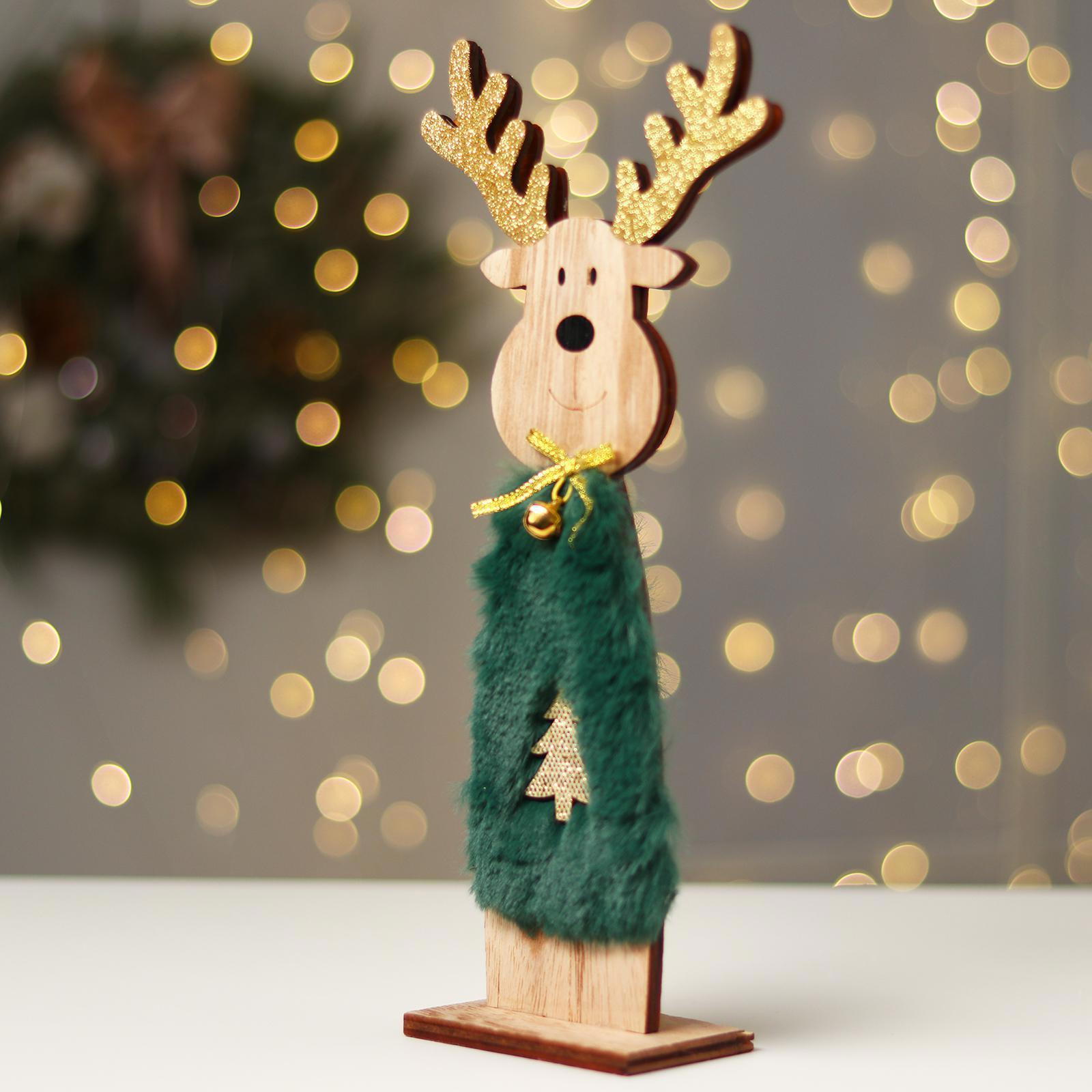 Изображение товара Новогодний декор Лесная Мастерская Олень с ёлочкой 12.5x5.5x29 см зелёный