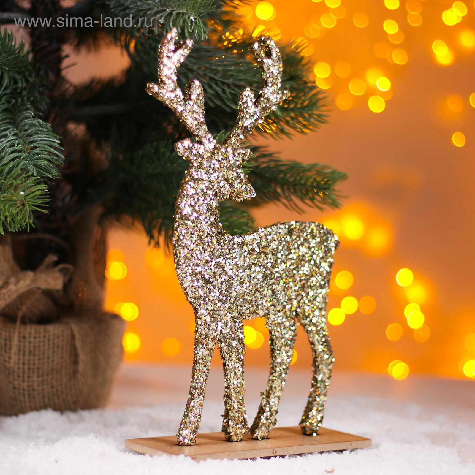 Изображение товара Новогодний декор Лесная Мастерская Яркий Олень золотой 6x14x24 см