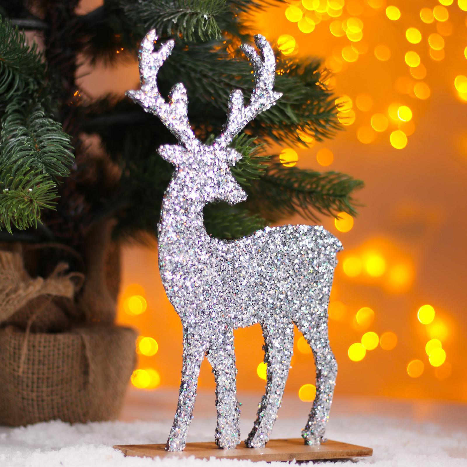 Изображение товара Новогодняя фигурка Олень серебряный 24 см Лесная Мастерская