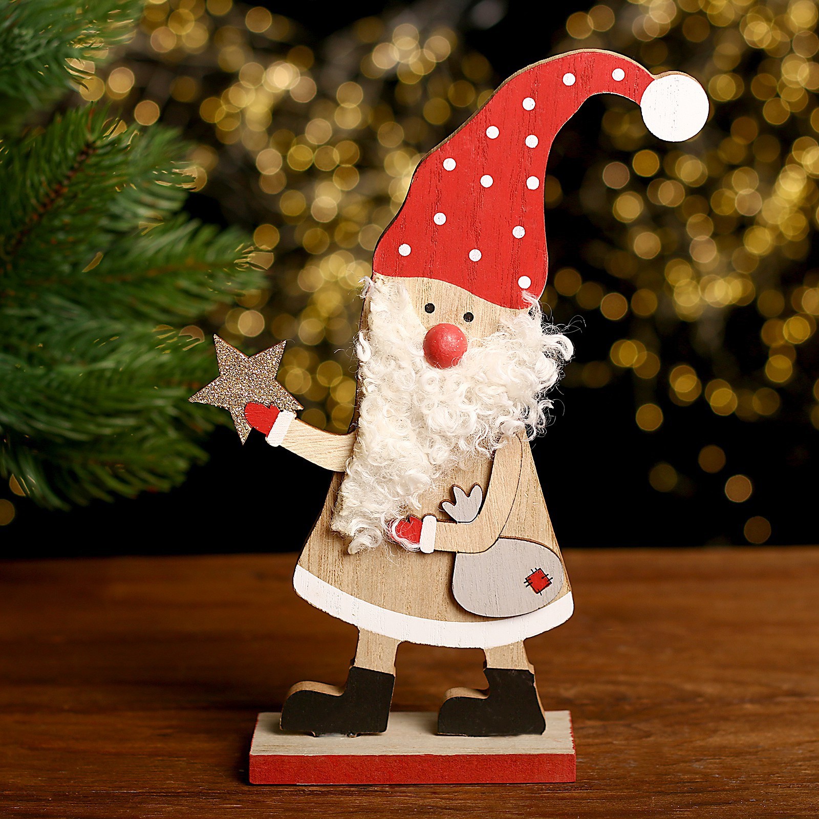 Изображение товара Новогодняя фигурка Дед Мороз Лесная Мастерская 15x5x22 см деревянный декор