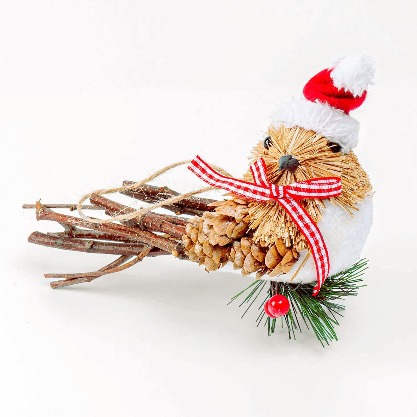 Изображение товара Декоративная подвеска Зимнее Волшебство Птичка в новогоднем колпаке 15x6x13 см