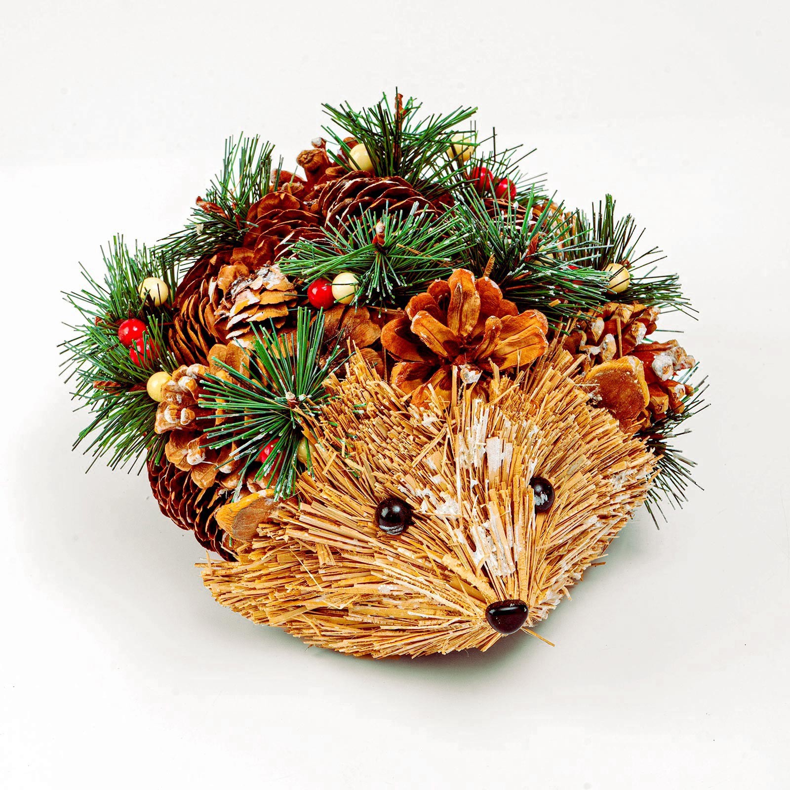 Изображение товара Декоративный ёжик из дерева для новогоднего декора 17х17х12 см