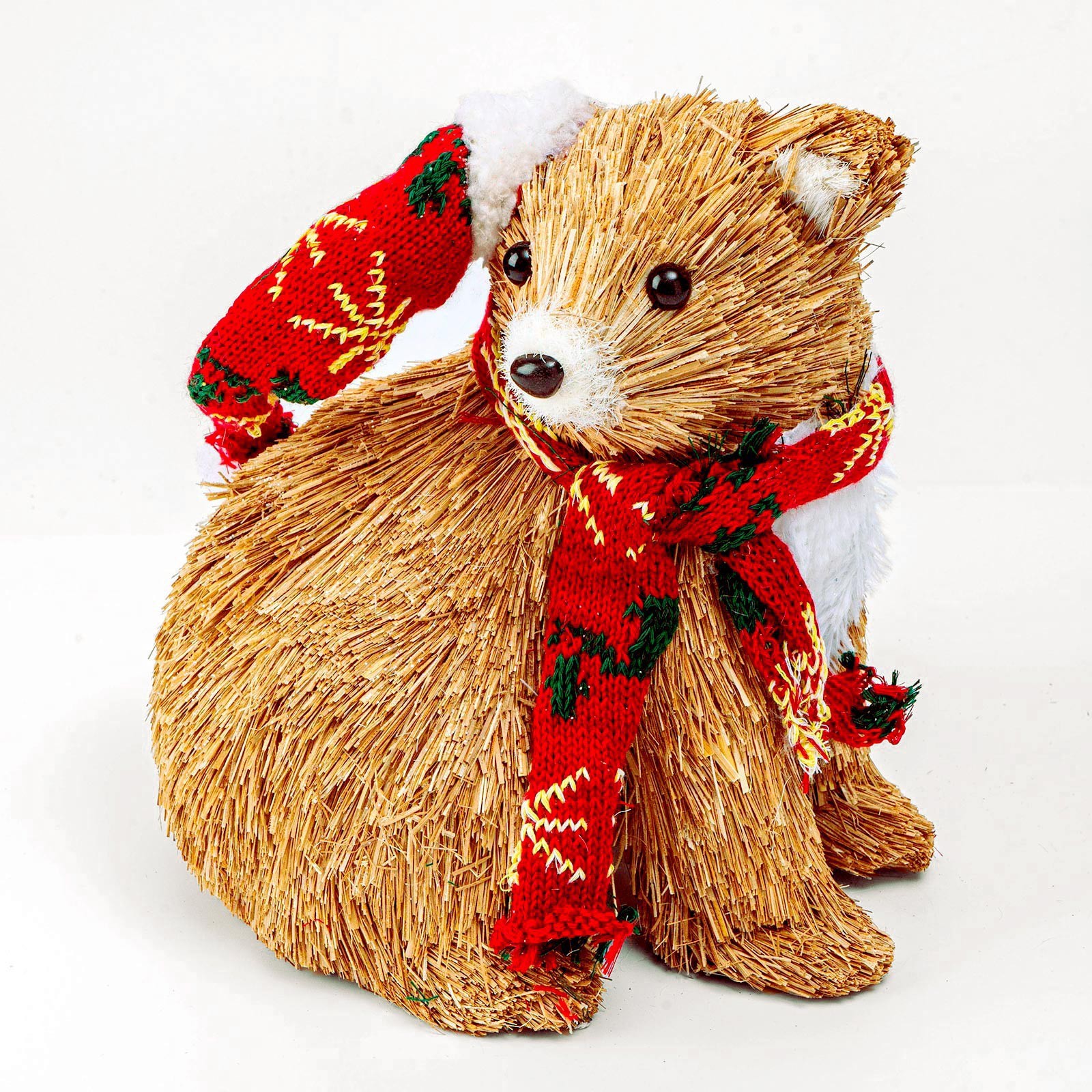 Изображение товара Декоративный новогодний сувенир Мишка в шарфике и колпаке 15х17х20 см для праздника