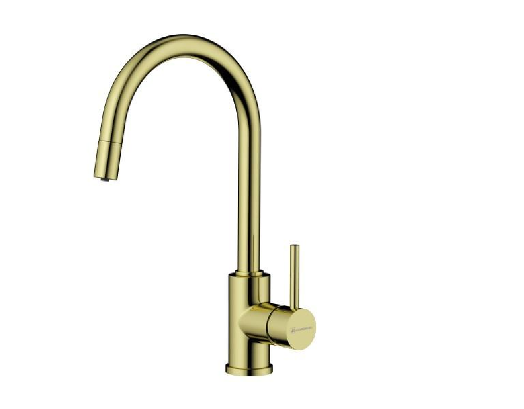 Изображение товара Однорычажный смеситель для кухни Omoikiri Shinagawa излив 22.6 см золотой