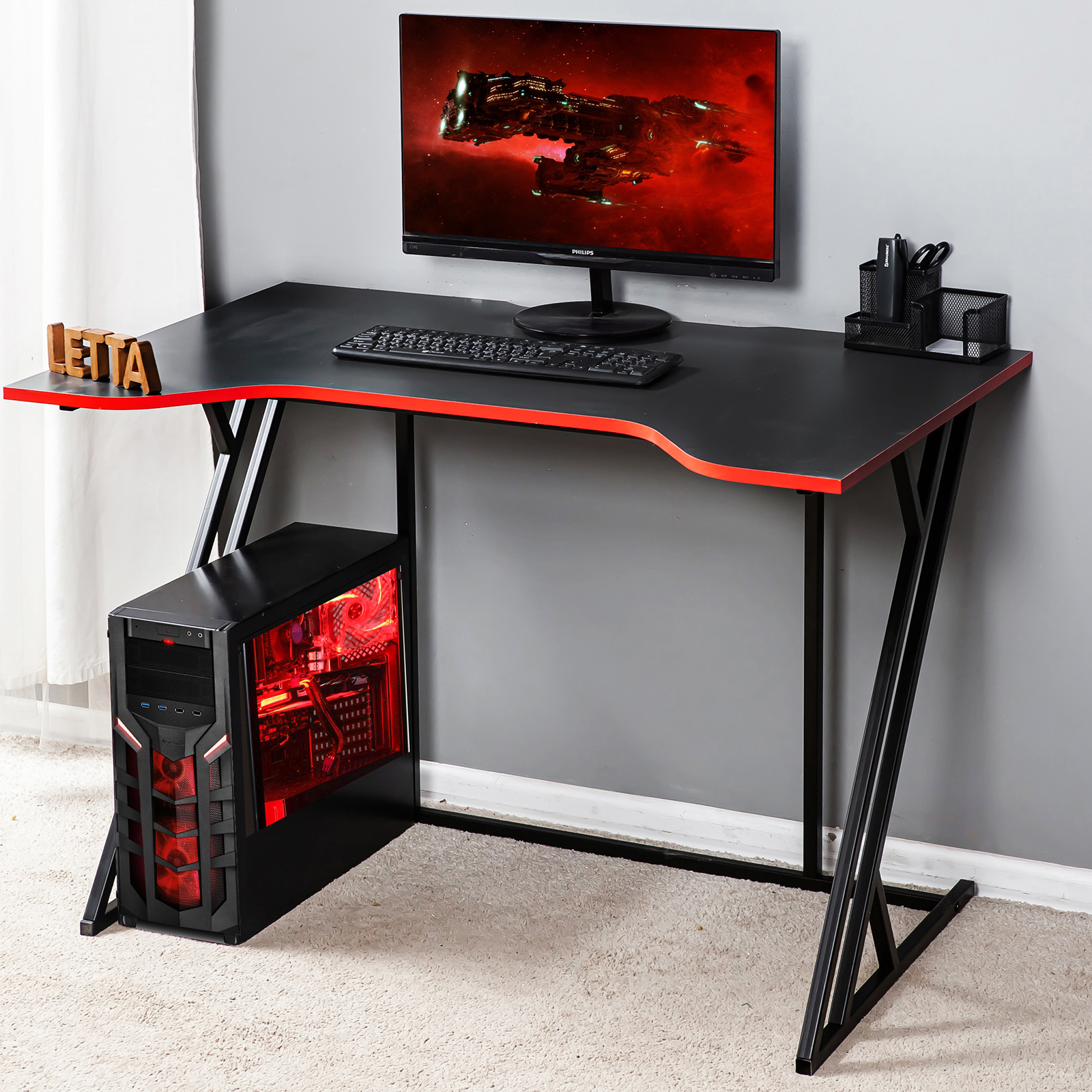 Изображение товара Игровой компьютерный стол Letta Gamer 110x73x70 см графитовый серый для игр и работы