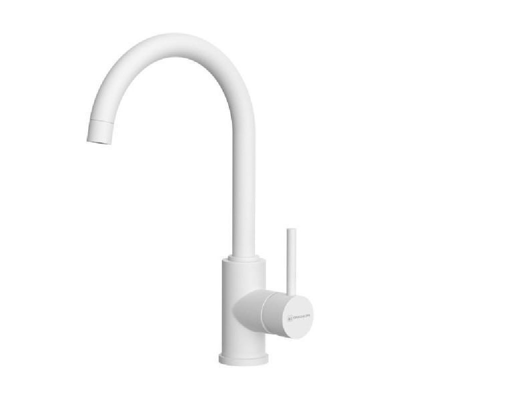 Изображение товара Смеситель для кухни однорычажный Omoikiri Shinagawa излив 22 см цвет белый