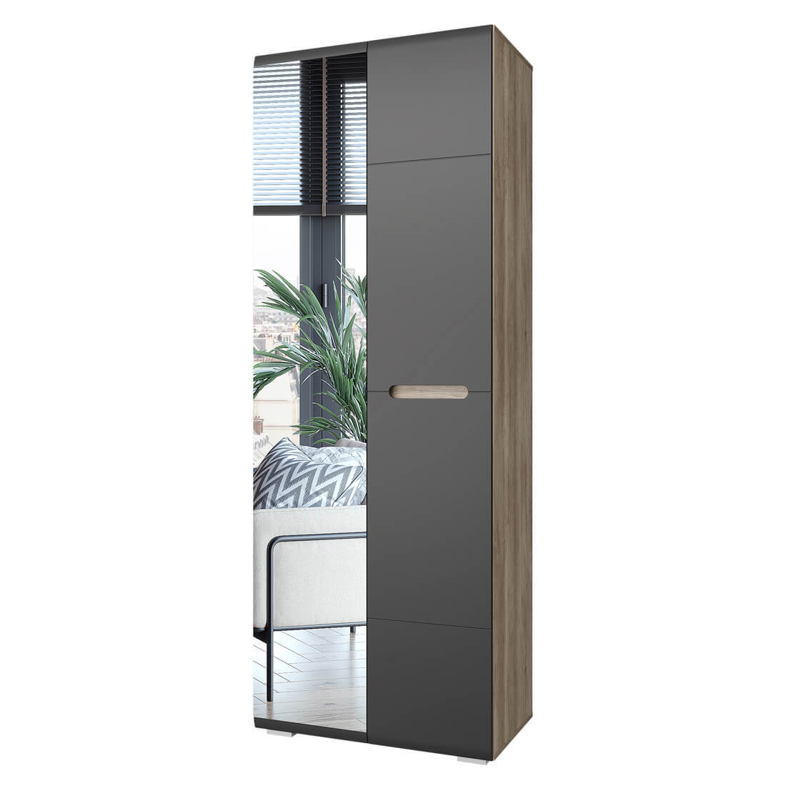 Изображение товара Шкаф распашной BTS ШК-22 из МДФ с зеркалом и встроенной ручкой