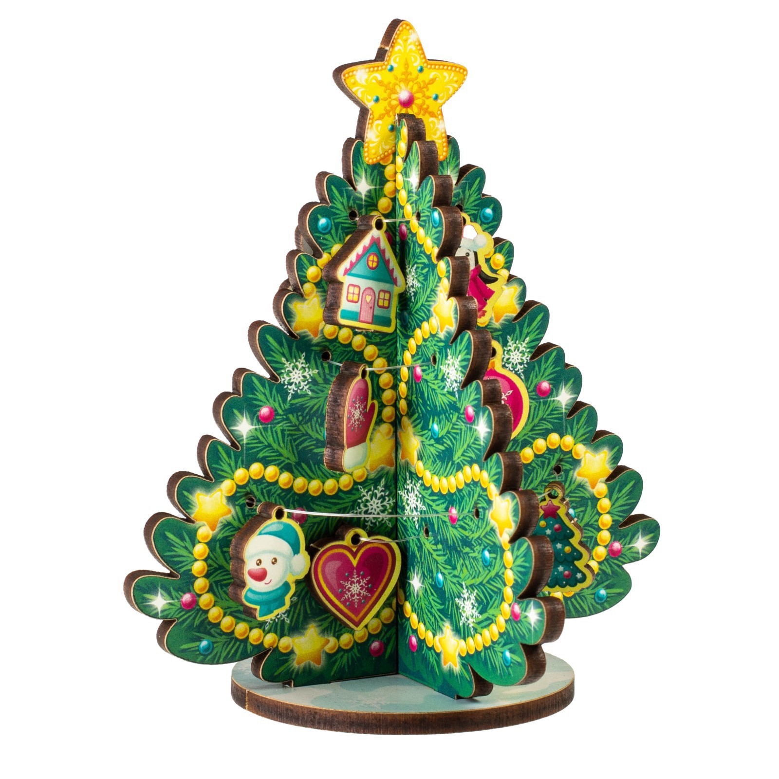 Изображение товара Модель из дерева WoodLand Toys Ёлка сборная Игрушки ассорти 17x17 см