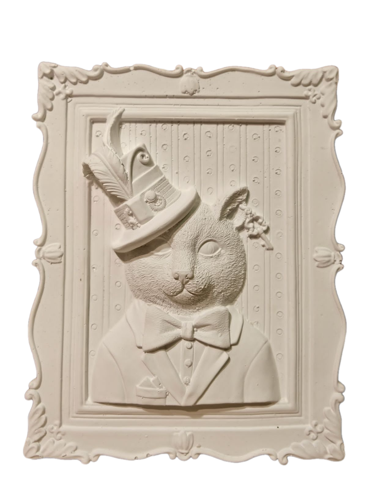 Изображение товара Декоративное Панно из гипса Мистер Кот SHEV-STONE белый