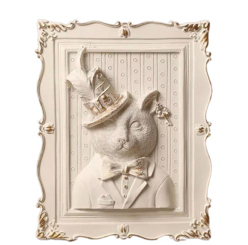 Изображение товара Декоративное панно из гипса Мистер Кот SHEV-STONE золотой