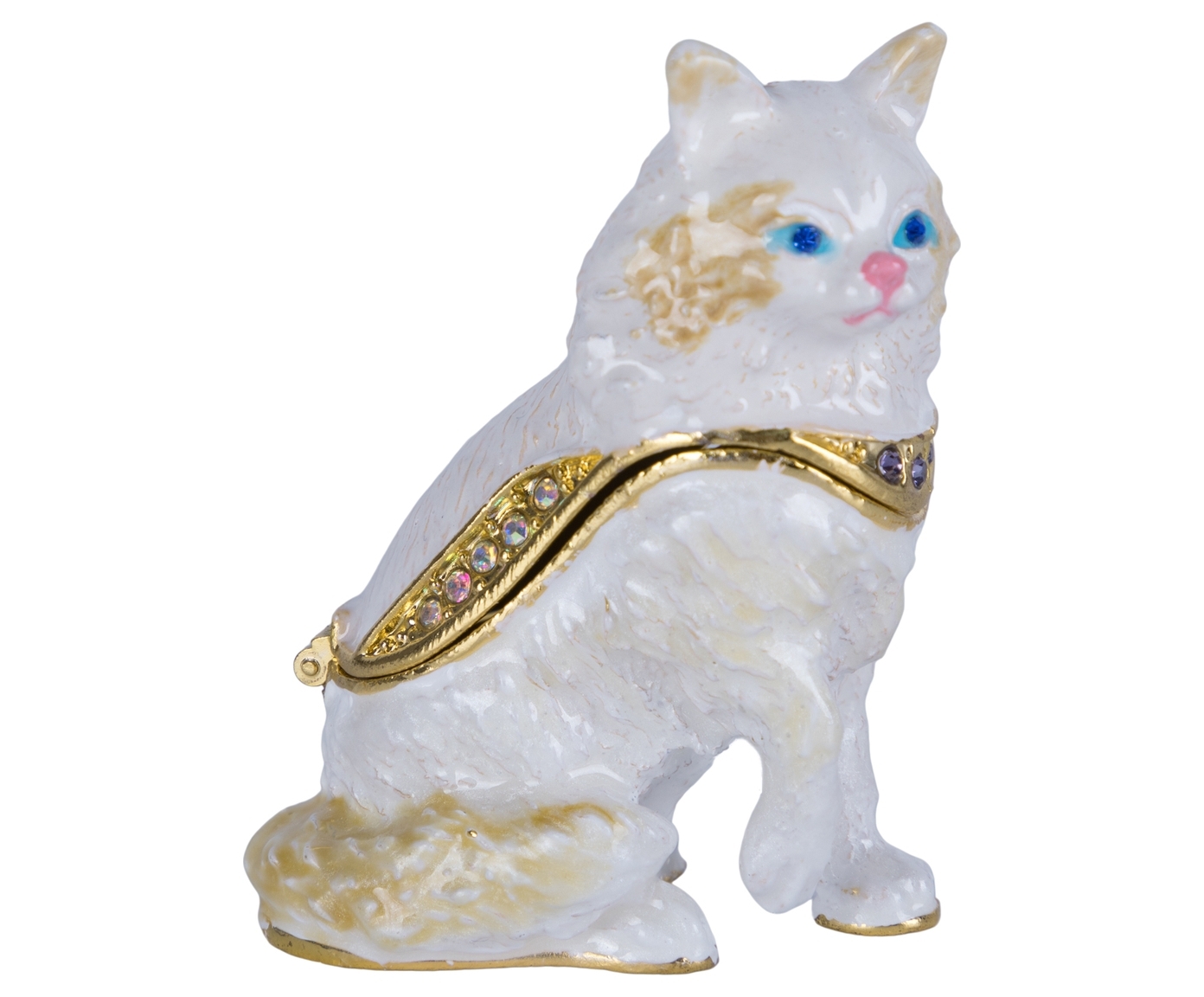 Изображение товара Шкатулка для драгоценностей со стразами Котик 39-075 8x4 см