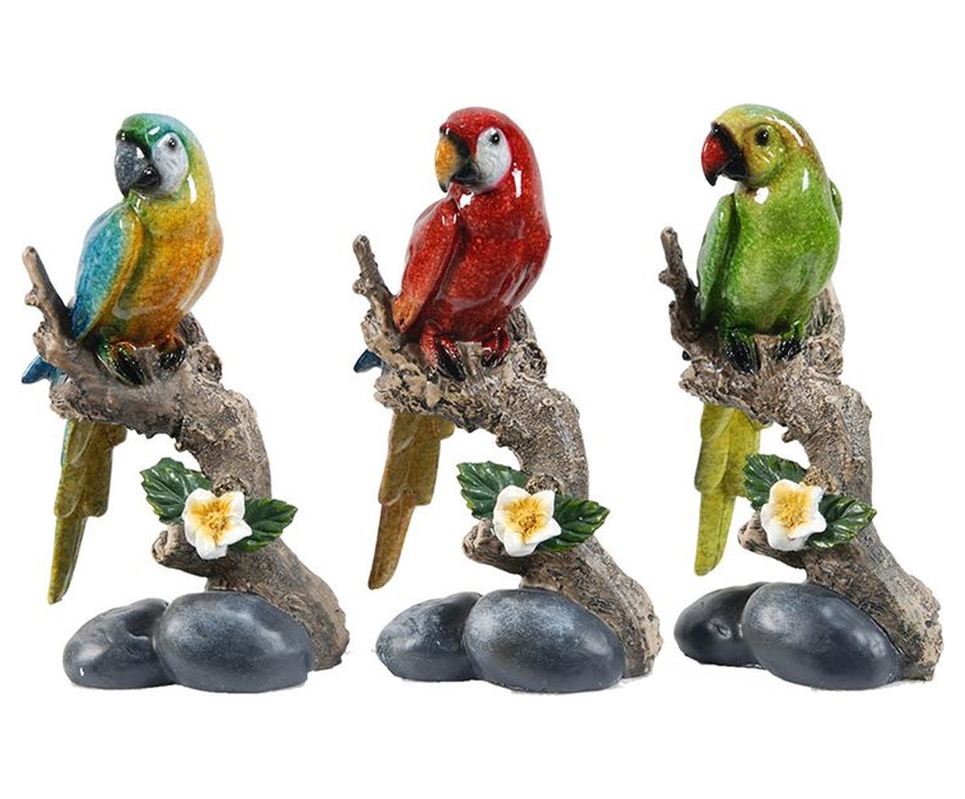 Изображение товара Декор Попугай набор 3 предмета 74727 — ярко коричневые статуэтки