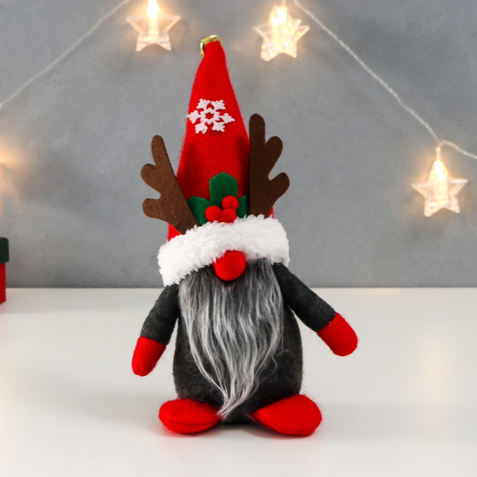 Изображение товара Декоративная фигура Дед мороз 28 см текстиль красный для новогоднего декора