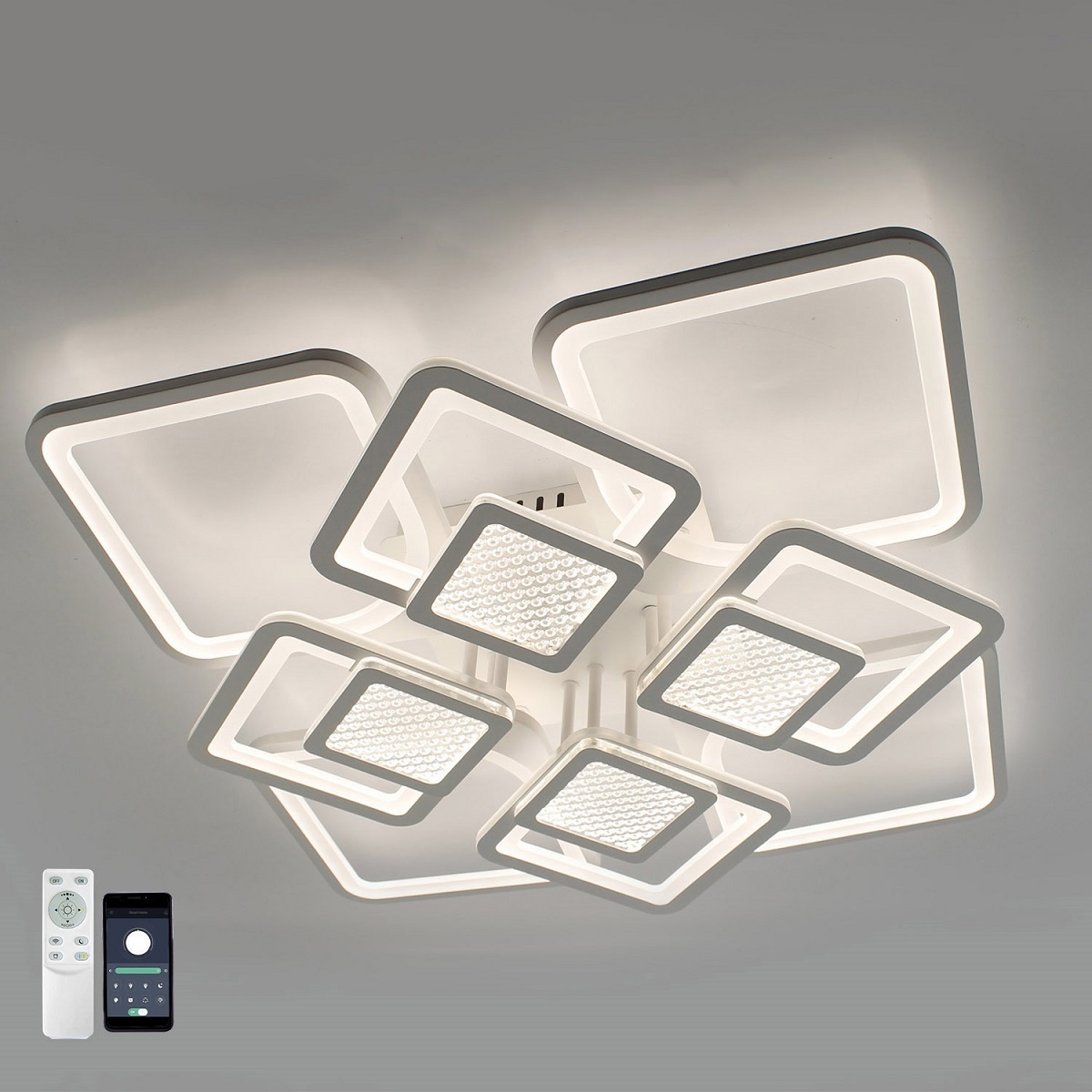 Изображение товара Люстра потолочная Estares Ууо00004923 с пультом управления 25 м² регулируемый белый свет цвет белый